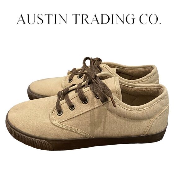Austin Trading Co. Tan Khaki Canvas Lace Sneakers 6 - Picture 3 of 7